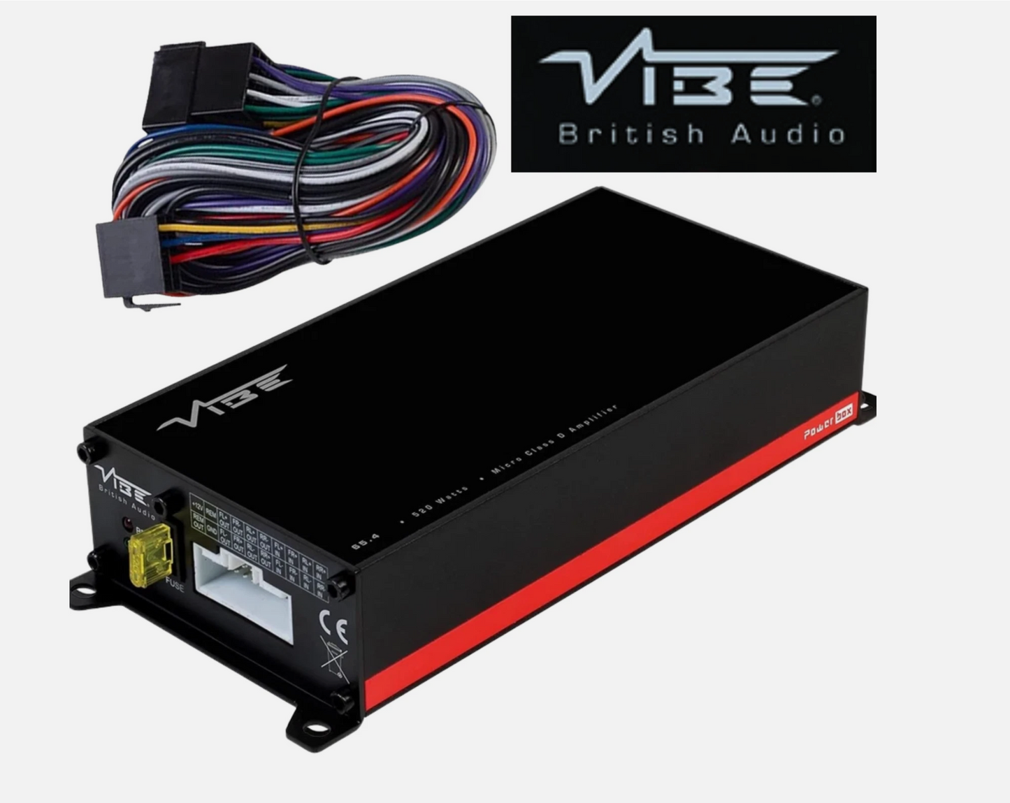 Vibe Audio Car Powerbox Amp System 520W Micro Mini Amplifier Class D 4 Channel