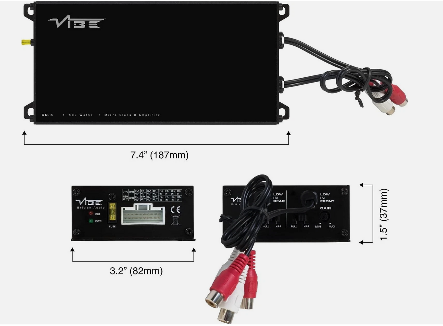 Vibe Audio Car Powerbox Amp System 520W Micro Mini Amplifier Class D 4 Channel