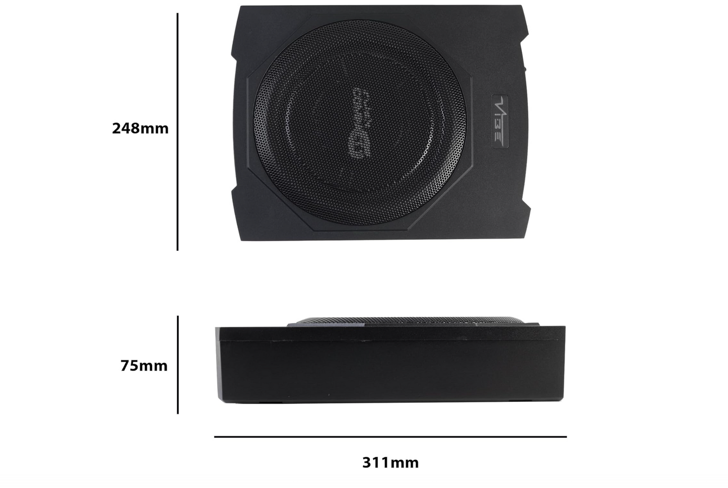 VIBE Slick C10A 10inch Car Under seat Compact Slim Active Amplified Subwoofer Sub Bass Box Enclosure