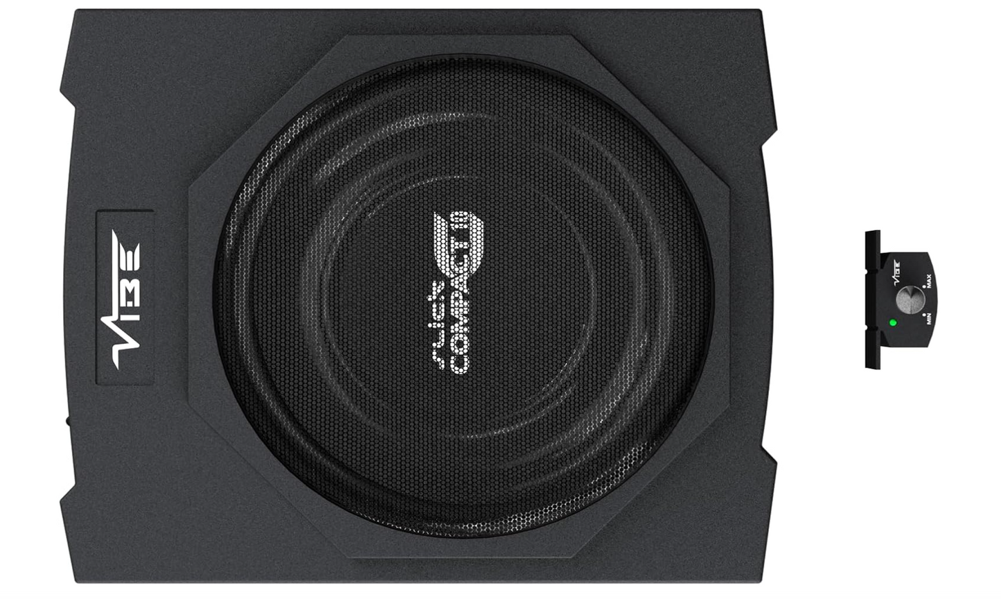 VIBE Slick C10A 10inch Car Under seat Compact Slim Active Amplified Subwoofer Sub Bass Box Enclosure